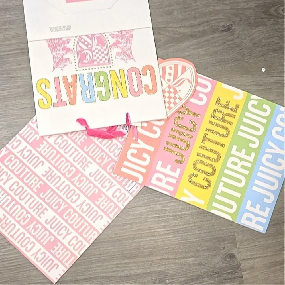 Juicy Couture Home Congrats & Bold Logo 3-PC Gift‎ Bags Set